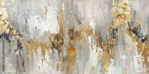 abtrsact painting with gold and white colors photo