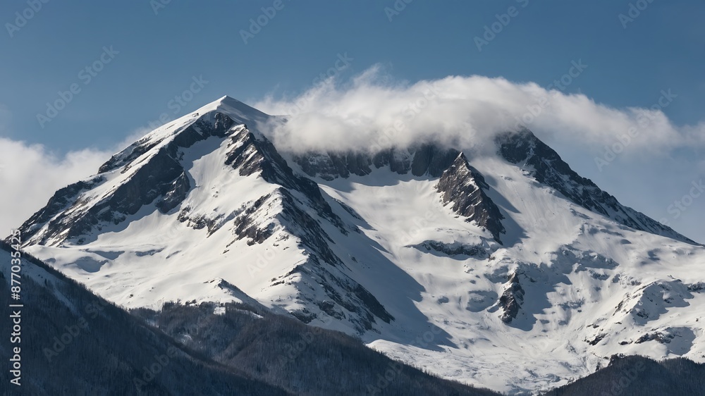 A towering mountain covered in pristine white snow
A towering mountain covered in pristine white snow