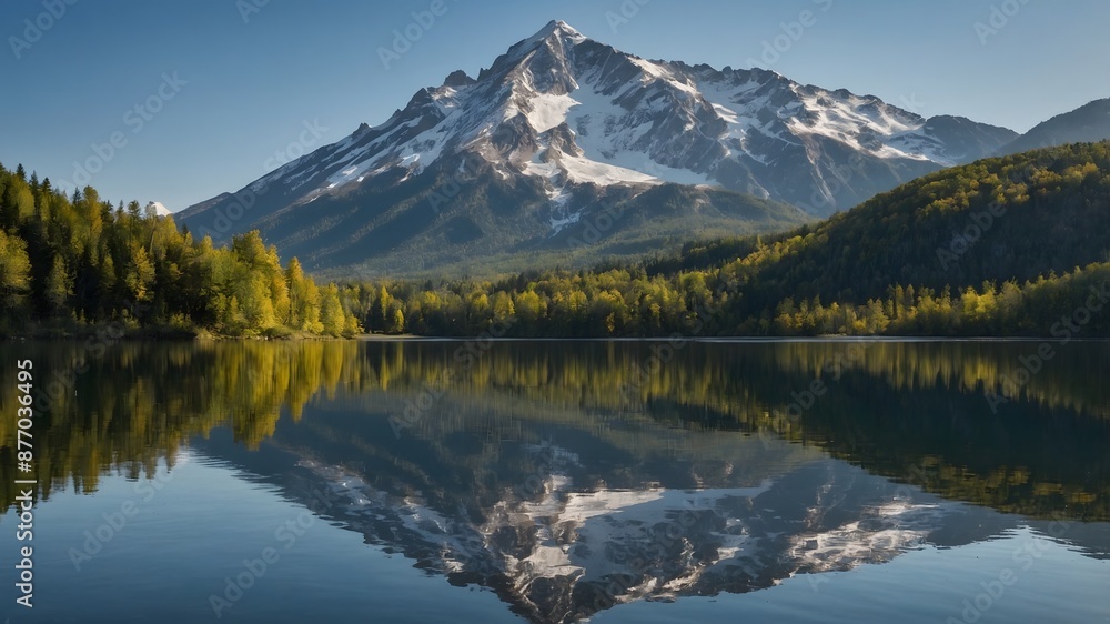 A scenic view of a mountain and a lake reflecting the mountain's image
A scenic view of a mountain and a lake reflecting the mountain's image