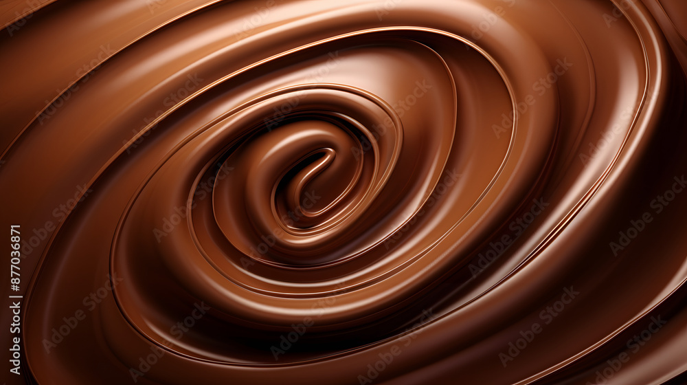 Naklejka premium Chocolate swirl with molten dark chocolate - 3D illustration