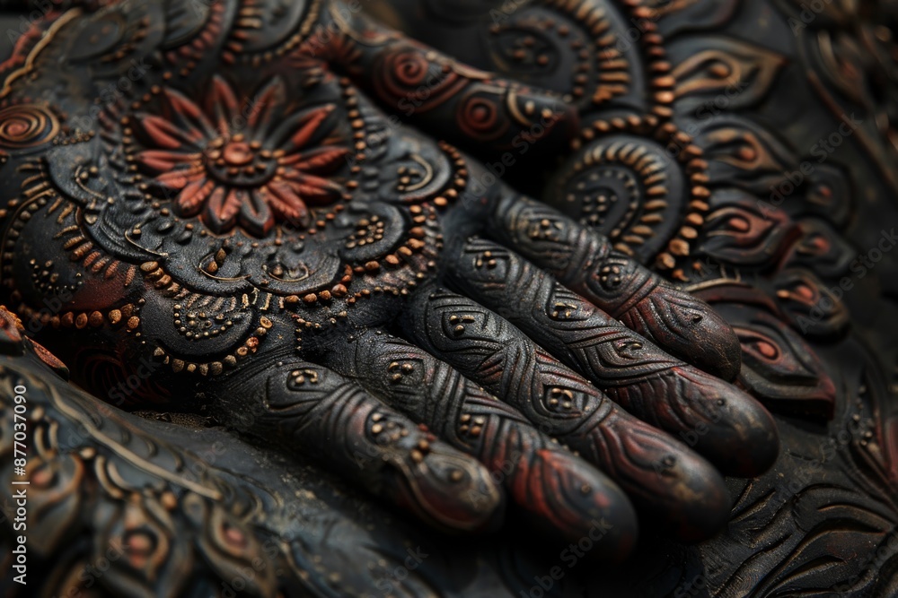 Intricate henna patterns adorn hands, capturing the festive essence of Diwali in India. Delicate designs shimmer with golden hues, evoking joy and celebration. Intricate henna patterns adorn hands, capturing the festive essence of Diwali in India. Delicate designs shimmer with golden hues, evoking joy and celebration.