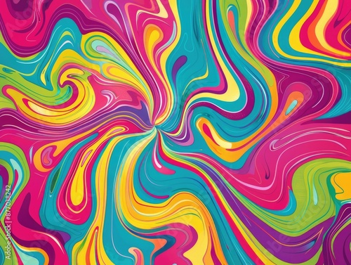 A vibrant, swirly pattern on a colorful background, perfect for adding a pop of color to any project © vefimov