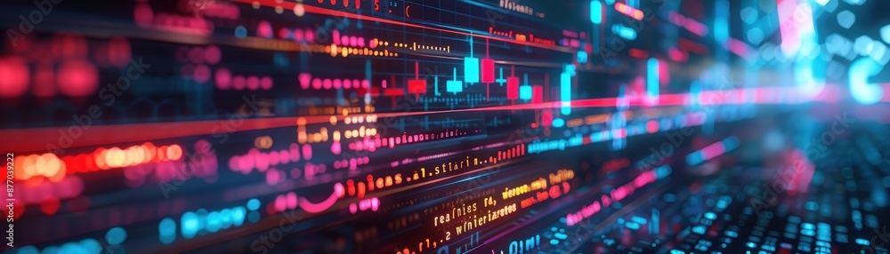 A visually striking representation of a digital data stream with vibrant neon lights and dynamic graphs, perfect for technology and finance themes. A visually striking representation of a digital data stream with vibrant neon lights and dynamic graphs, perfect for technology and finance themes.