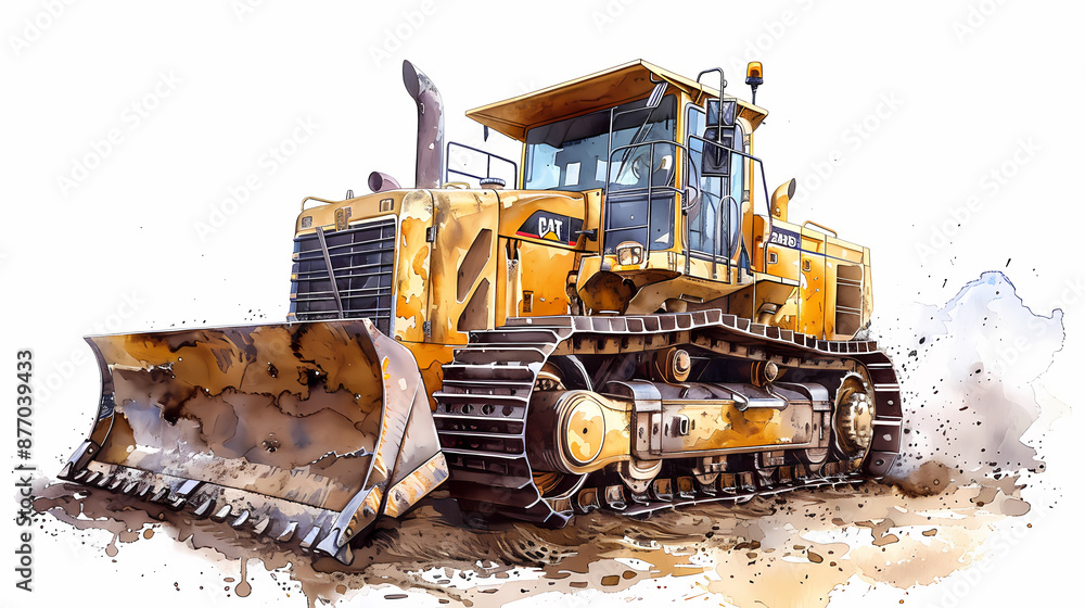 Heavy-duty bulldozer in action, moving large amounts of soil on a construction site. Heavy-duty bulldozer in action, moving large amounts of soil on a construction site.