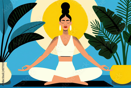 Wallpaper Mural Tranquil woman practicing meditation in a stylized setting. Generative AI image Torontodigital.ca