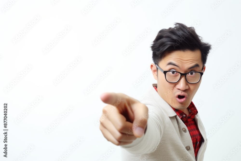 A man wearing glasses and focusing his attention on the viewer A man wearing glasses and focusing his attention on the viewer