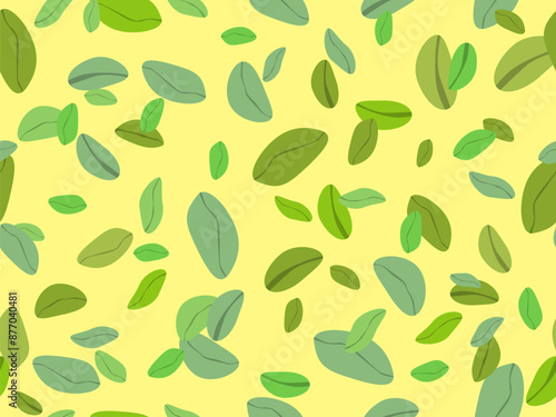Pistachios seamless pattern. Background with green nuts, pistachios and peanuts in a minimalist style. Design for wrappers, covers, wallpapers and banners. Vector illustration