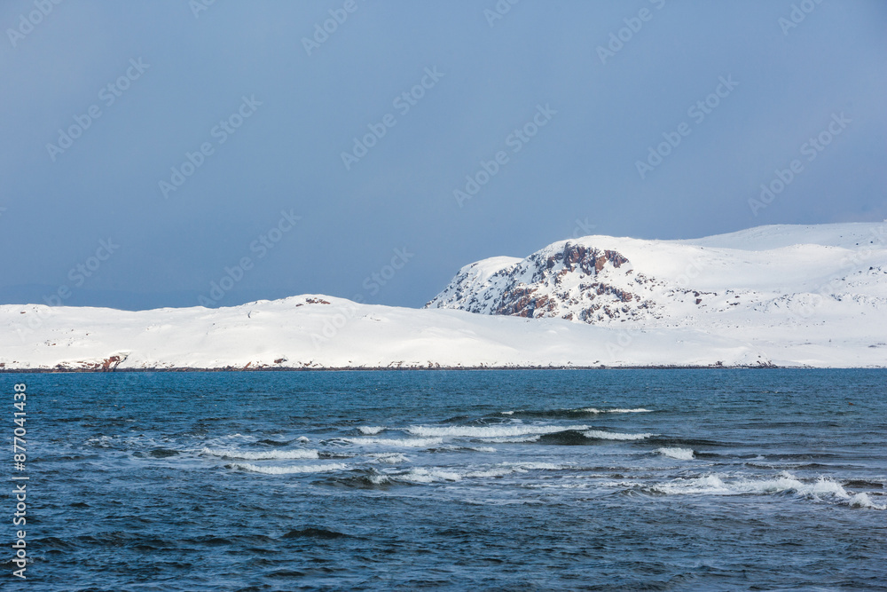 Winter Barents Sea near Teriberka. Kola Peninsula landscape. Russia Winter Barents Sea near Teriberka. Kola Peninsula landscape. Russia