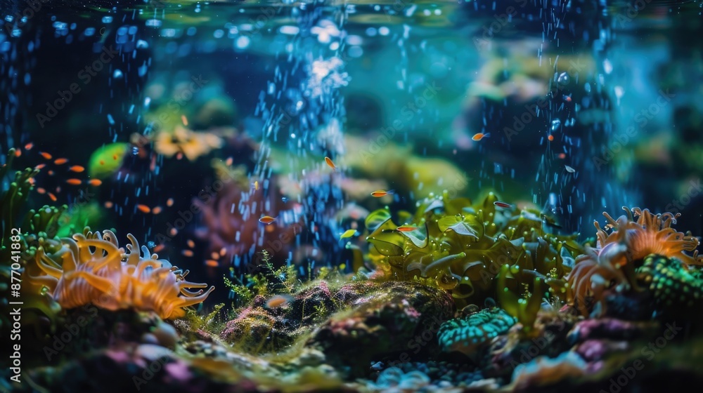 Fototapeta premium A colorful aquarium featuring multiple fish species