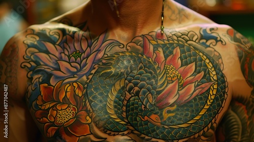 Serene Ong Phra Tattoo Emitting Spiritual Protection with Buddhist Imagery