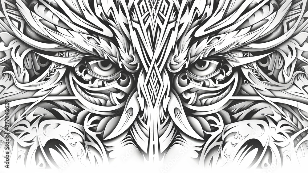 abstract tribal tattoo art with with eye theme in black and white design abstract tribal tattoo art with with eye theme in black and white design