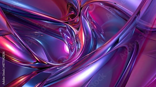 Modern abstract shapes with glossy surfaces and reflections