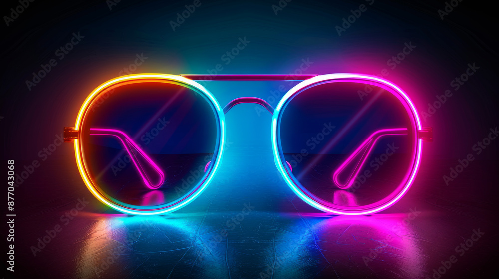 Glowing neon sunglasses icon in high definition Glowing neon sunglasses icon in high definition