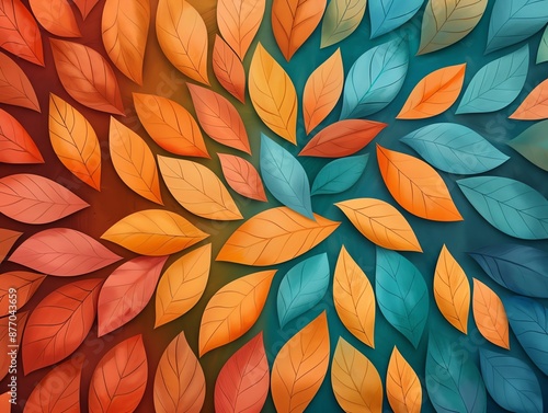 Wallpaper Mural Colorful leaves arranged in mandala pattern, 3D rendered raster illustration, background and wallpaper Torontodigital.ca