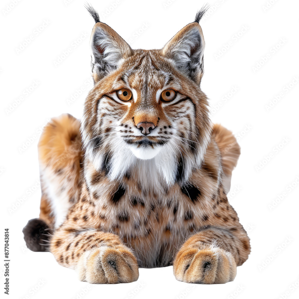 Portrait of sitting Lynx isolated on a transparent background for web banner Portrait of sitting Lynx isolated on a transparent background for web banner