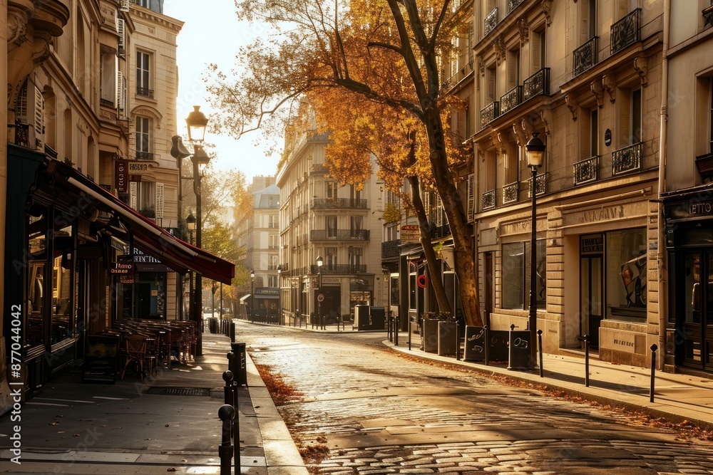 Paris streetview autumn alley city. Paris streetview autumn alley city.
