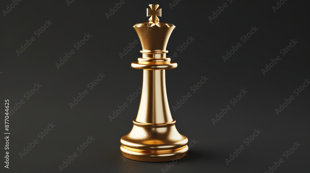 Regal Golden King Chess Piece Elegantly Posed Against a Dark Background - Symbol of Power - Generative AI Regal Golden King Chess Piece Elegantly Posed Against a Dark Background - Symbol of Power - Generative AI