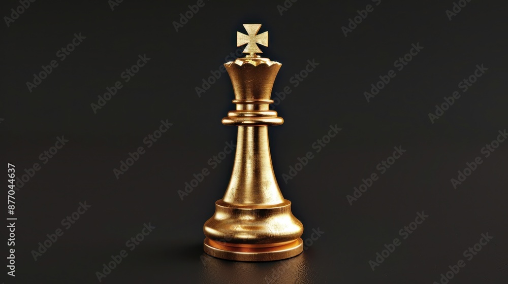 Regal Golden King Chess Piece Elegantly Posed Against a Dark Background - Symbol of Power - Generative AI Regal Golden King Chess Piece Elegantly Posed Against a Dark Background - Symbol of Power - Generative AI