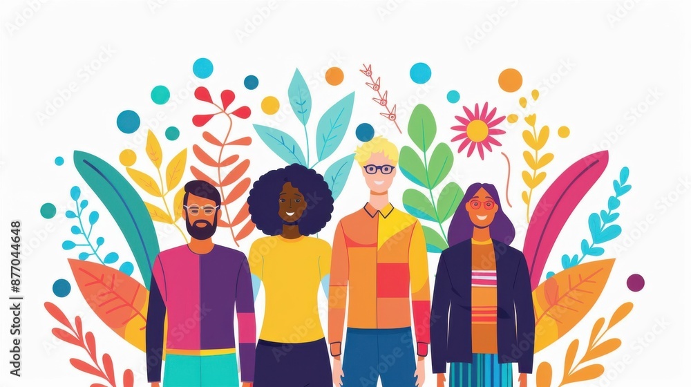 Inclusive policies, company promoting diversity, flat design illustration Inclusive policies, company promoting diversity, flat design illustration
