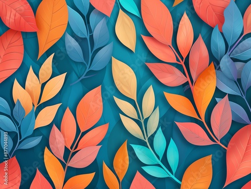 Wallpaper Mural Abstract foliage pattern, 3D rendered raster illustration, background and wallpaper Torontodigital.ca