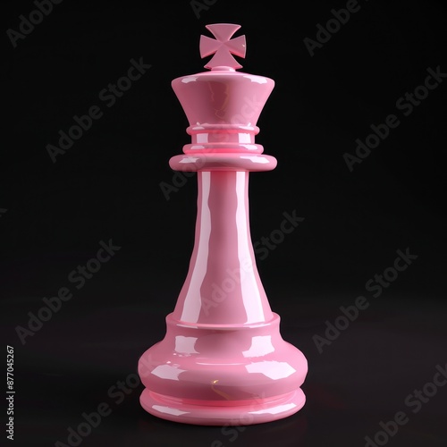 Vibrant Pink Queen Chess Piece on a Black Background - Symbolizing Modern Strategy and Style - Generative AI