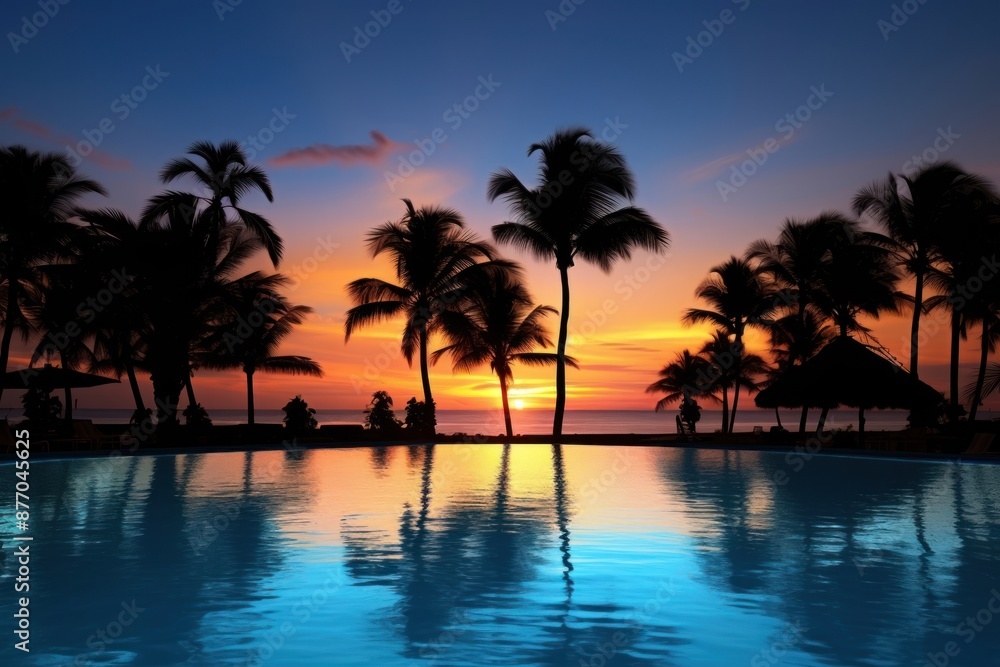 Obraz premium Tropical resort swimming pool tree outdoors tropical.