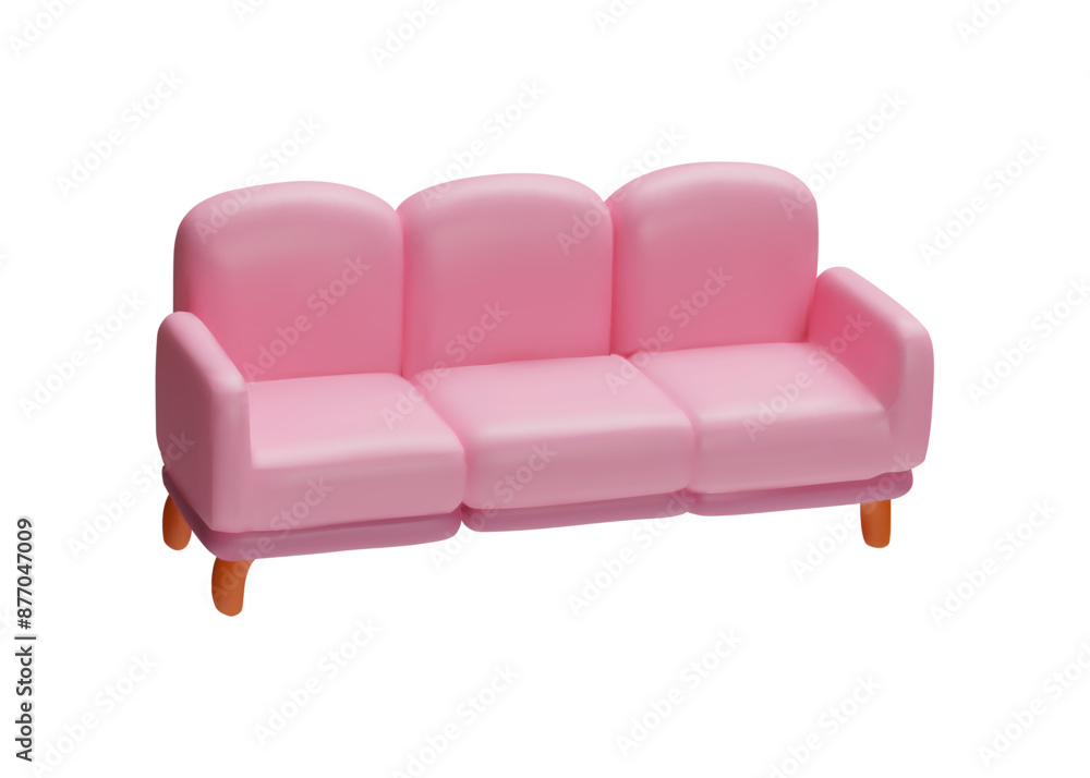Stylish pink sofa in a realistic 3D vector. Isolated background. Stylish pink sofa in a realistic 3D vector. Isolated background.