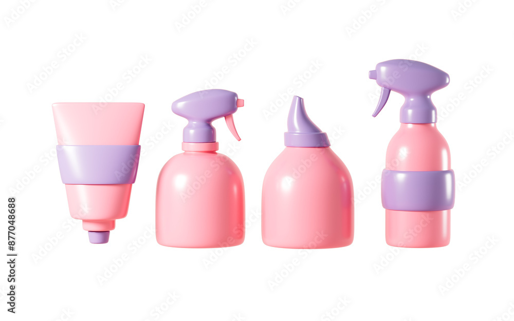 Various of shampoo and hair care products, hairdressing and beauty concept, 3d rendering. Various of shampoo and hair care products, hairdressing and beauty concept, 3d rendering.