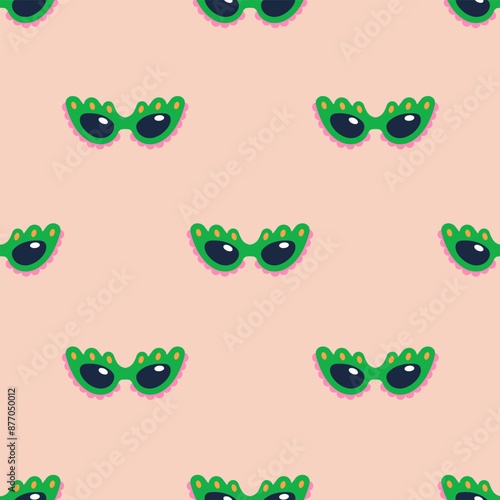 Purim sunglasses pattern. Seamless background, endless repeating print of fun...