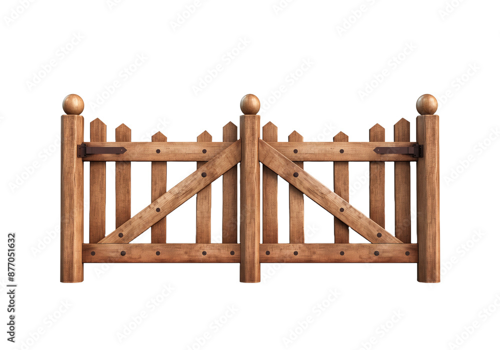 Obraz premium wooden fence isolated on transparent background 