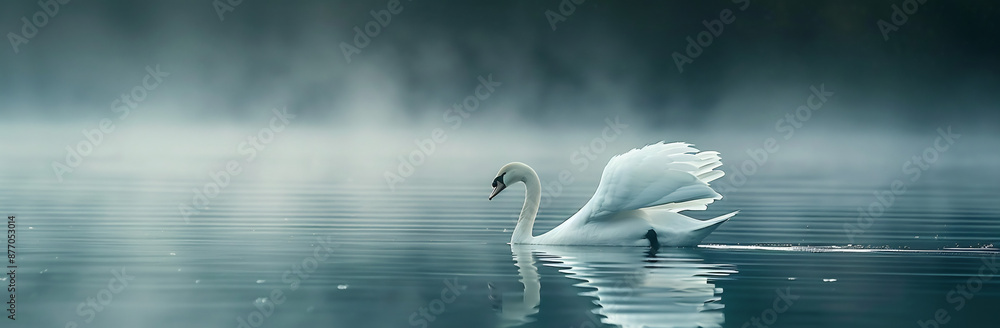 Elegant Swan Gliding on a Serene Lake Representing Beauty and Tranquility Elegant Swan Gliding on a Serene Lake Representing Beauty and Tranquility