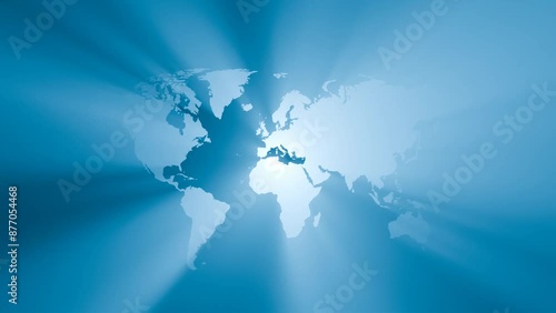 World map with sun shafts effects