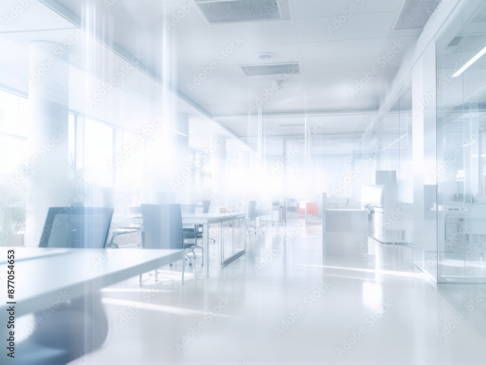 Spacious white office with large windows and shiny floor Spacious white office with large windows and shiny floor