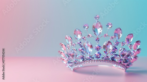 Tiara isolated on pink and blue background