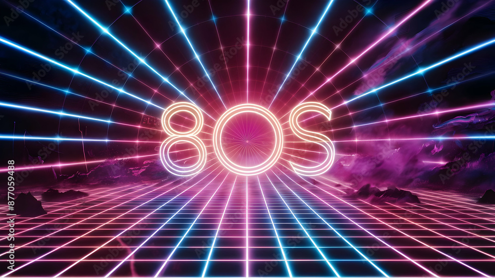 Fototapeta premium Synthwave Metropolis A Neon Laser Journey