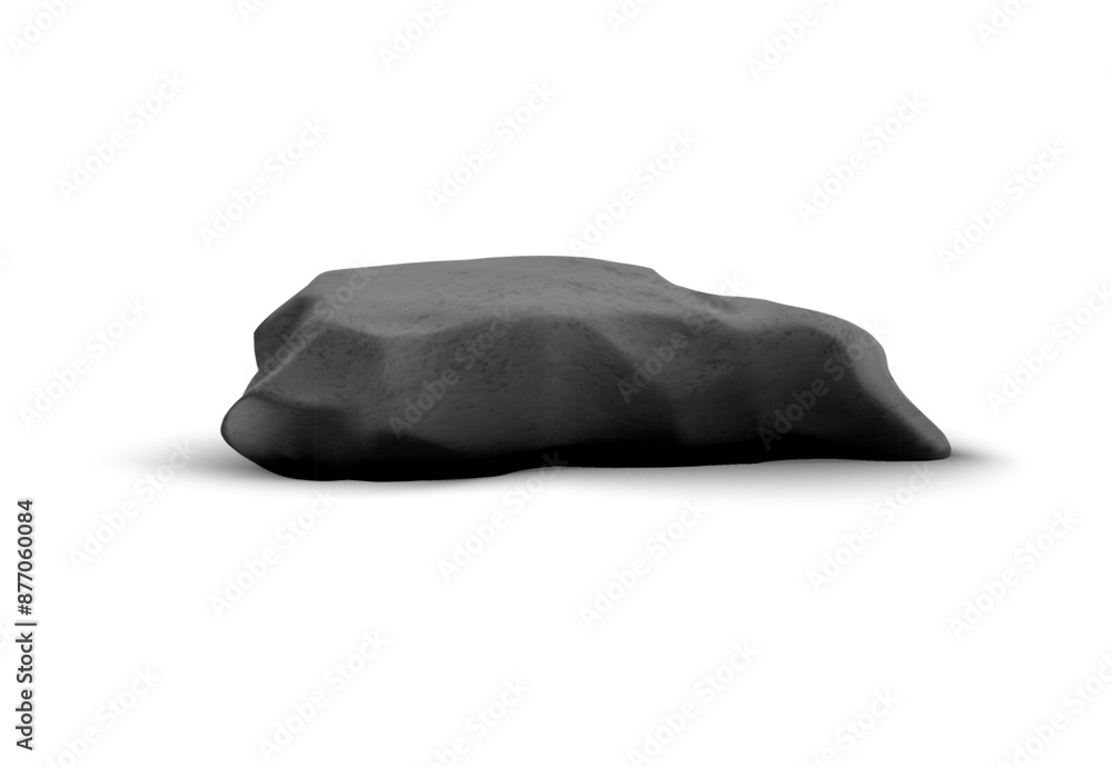 3d vector element of polygonal black stone and rocks isolated on a white background. 3d vector element of polygonal black stone and rocks isolated on a white background.