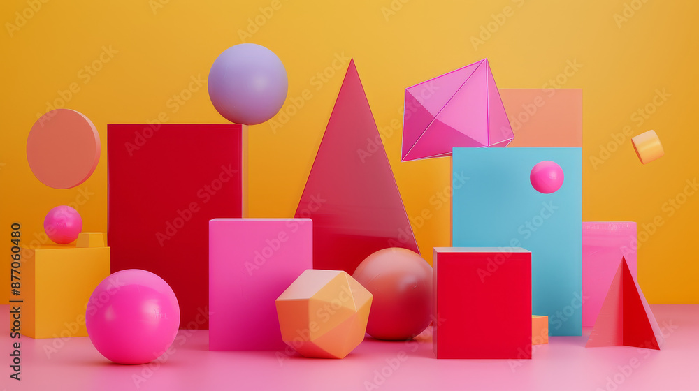 A Wallpaper Featuring Floating Geometric Shapes in Pastel Colors Creates a Playful and Dynamic Composition. A Wallpaper Featuring Floating Geometric Shapes in Pastel Colors Creates a Playful and Dynamic Composition.