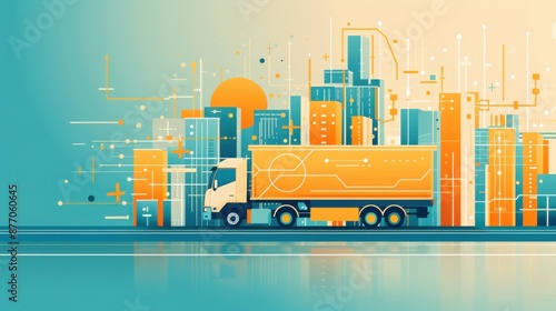 Logistics innovation, enhancing efficiency in food transport, flat design illustration