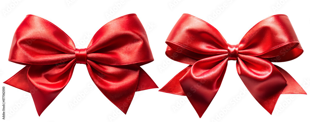 Two red bows on a transparent background. Holiday and gift concept. Two red bows on a transparent background. Holiday and gift concept.