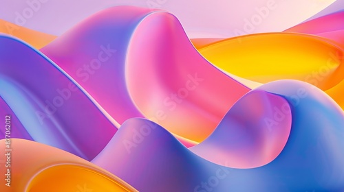 Fototapeta Naklejka Na Ścianę i Meble -  Colorful high quality mobile wallpaper with large soft shapes in blue, purple, and yellow