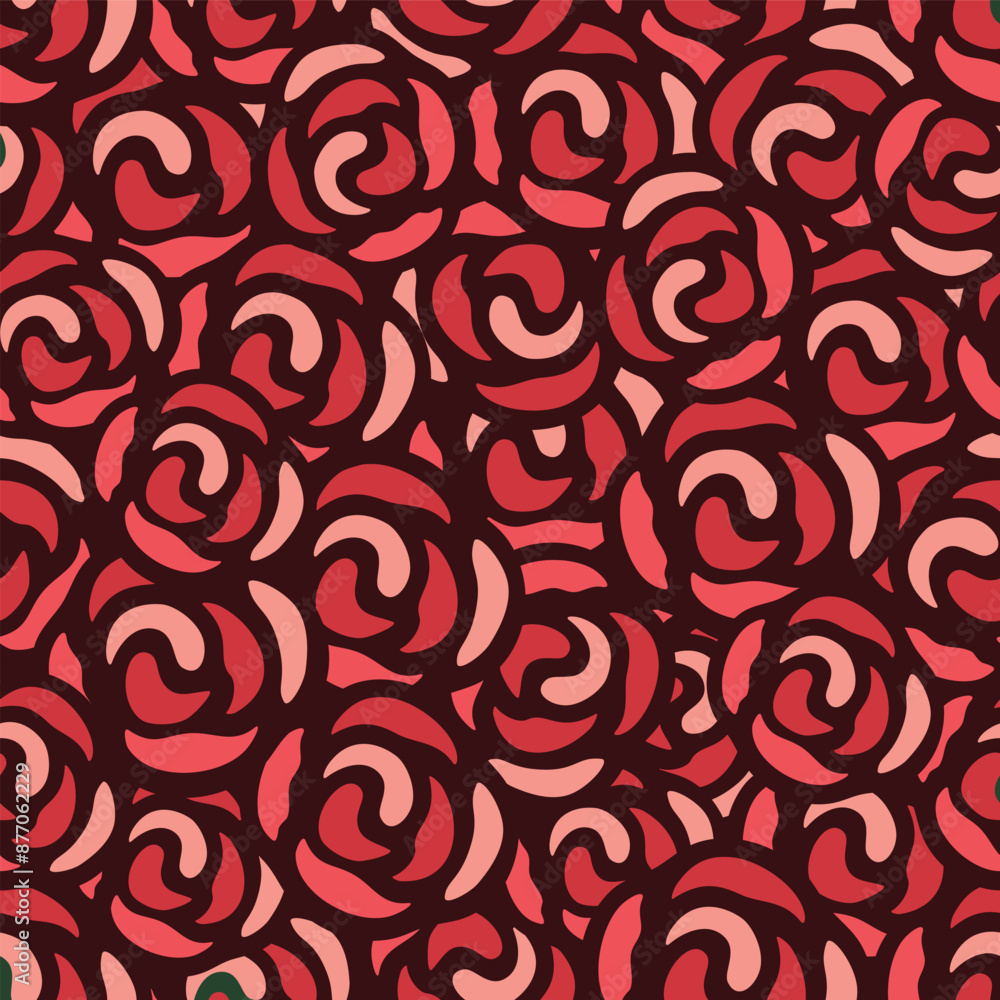 Beautiful abstract floral seamless pattern motif in stamp block bold outline vector warm earthy color Beautiful abstract floral seamless pattern motif in stamp block bold outline vector warm earthy color