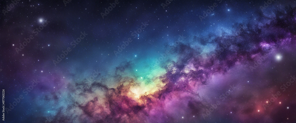 Naklejka premium colourful bright neon Galaxy background wallpaper