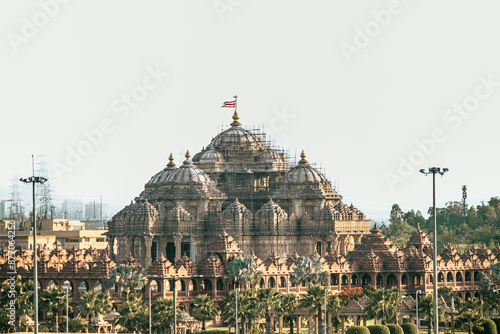 Akshardham Temple (new Delhi, India) isolated on white background. The largest Hindu temple in the world. photo