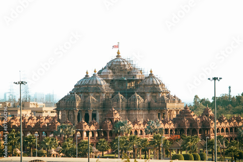 Akshardham Temple (new Delhi, India) isolated on white background. The largest Hindu temple in the world. photo