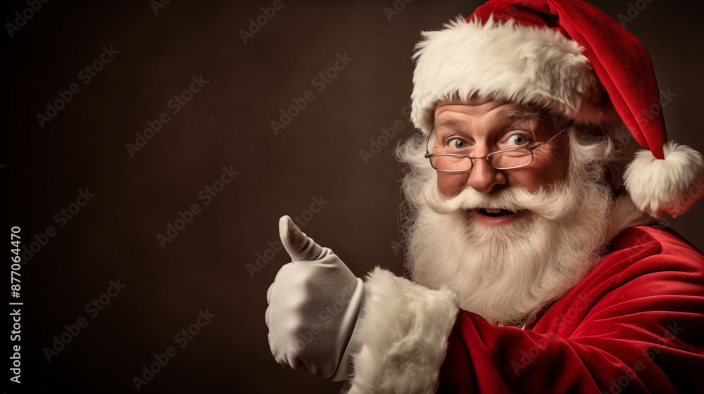 Portrait of happy Santa in red Christmas robe and hat Portrait of happy Santa in red Christmas robe and hat