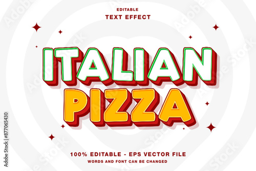 Italian Pizza 3D Editable Text Effect Template Style Premium Vector