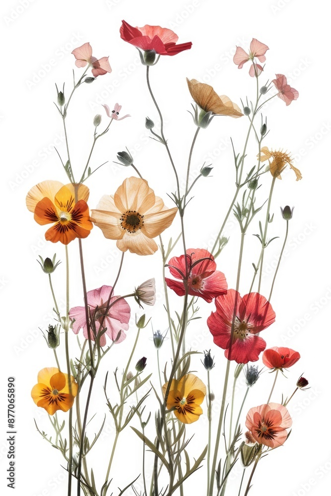 Fototapeta premium A bouquet of colorful flowers arranged in a decorative vase