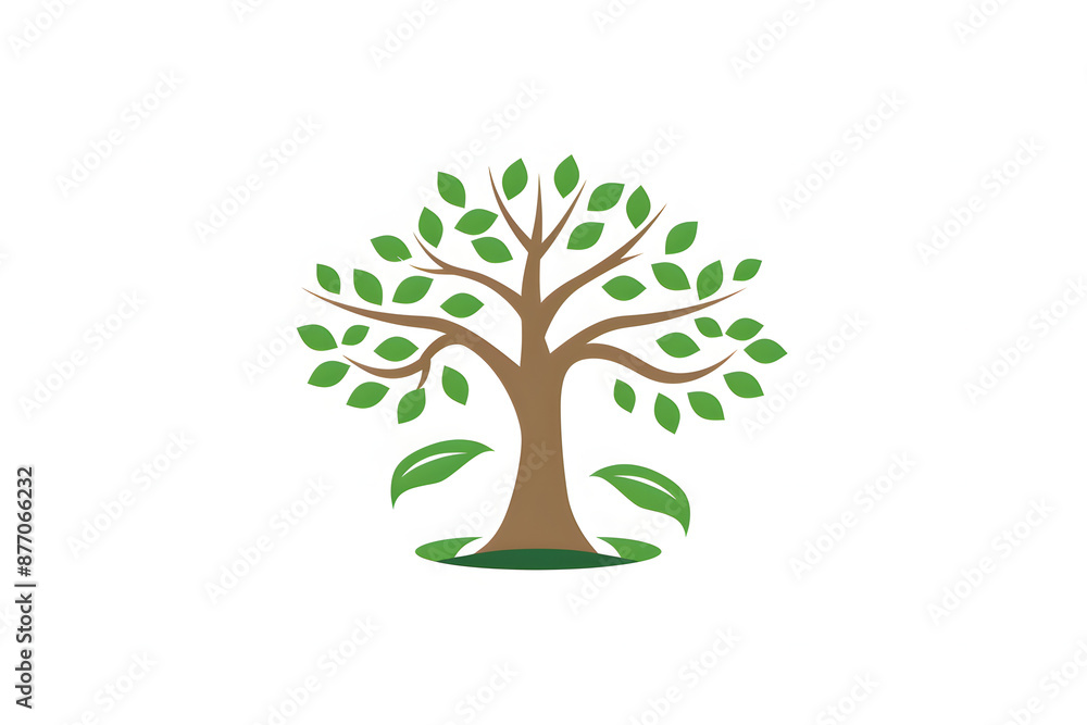 Elegant Family Tree Logo with Green Leaves and Brown Trunk Elegant Family Tree Logo with Green Leaves and Brown Trunk