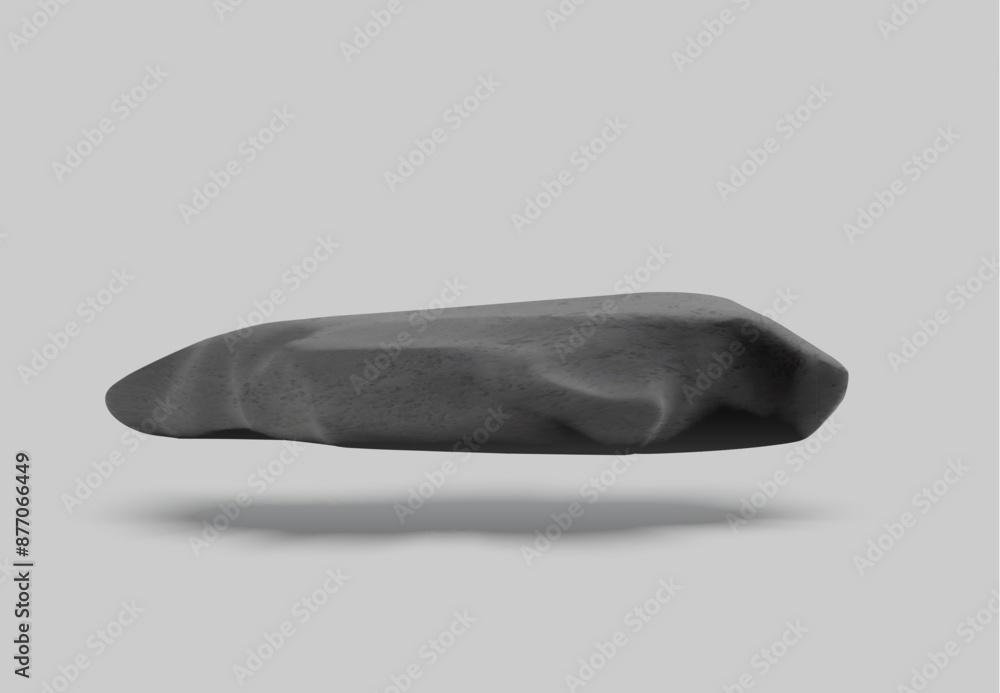 3D black stone podium floating in air, granite stand, vector realistic marble rock showcase boulder pedestal with shadow 3D black stone podium floating in air, granite stand, vector realistic marble rock showcase boulder pedestal with shadow