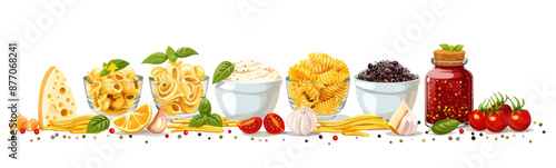 Delicious Pasta Varieties on Transparent Background